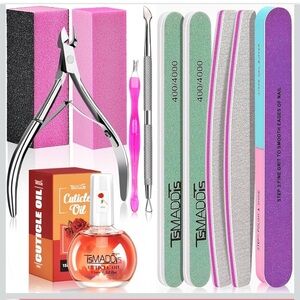Tsmaddts Nail Care Set tools with Cuticle Oil buffer blocks manicure